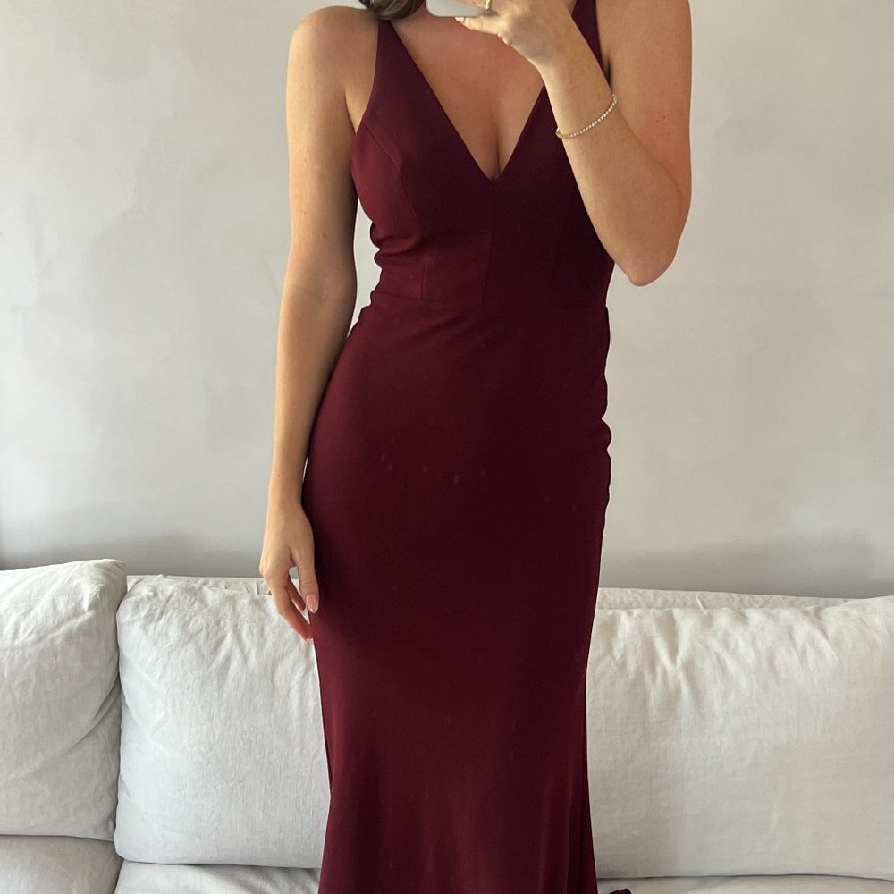 BHLDN Red Jones V-Neck Crepe Maxi Dress